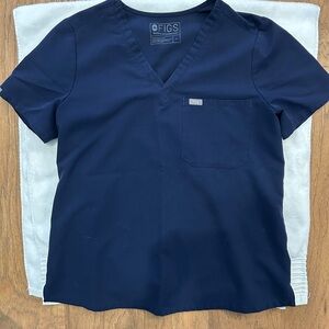 Figs Catarina 1 pocket scrub top-navy/large x4
